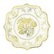 25 White 10" Paper Dessert Plates GOLD Floral Print Scalloped Rim Party Events